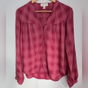 CLOTH & STONE Plaid Berry Cotton & Rayon Blend Shirt